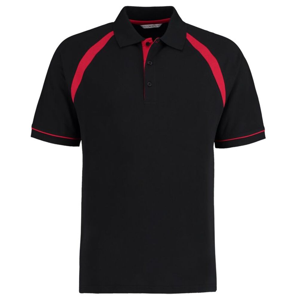 Kustom Kit Oak Hill Mens Polo Shirt / Black/Bright Red